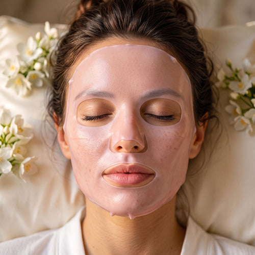 Femme portant le masque en silicone réutilisable pendant sa routine
